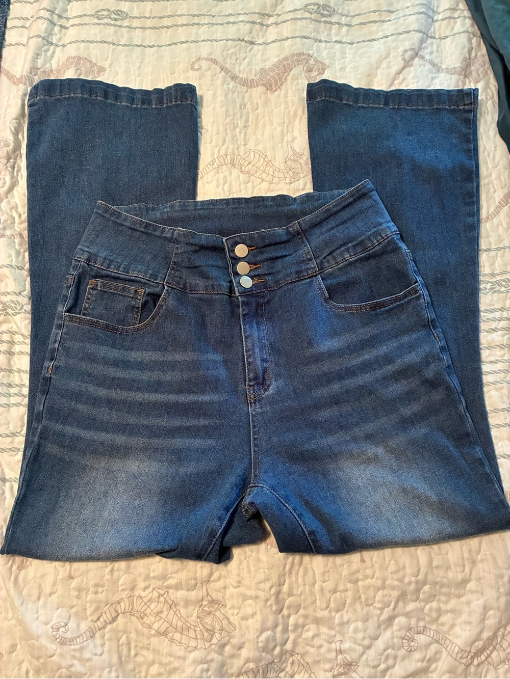 SHEIN Dark Blue Flared Leg Jeans - Picture 4 of 7